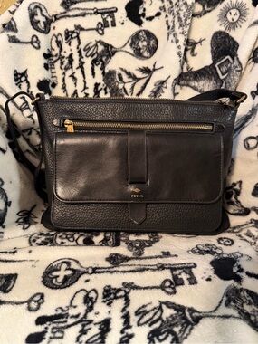 !!SALE!! Fossil Kinley Black Leather Crossbody Bag